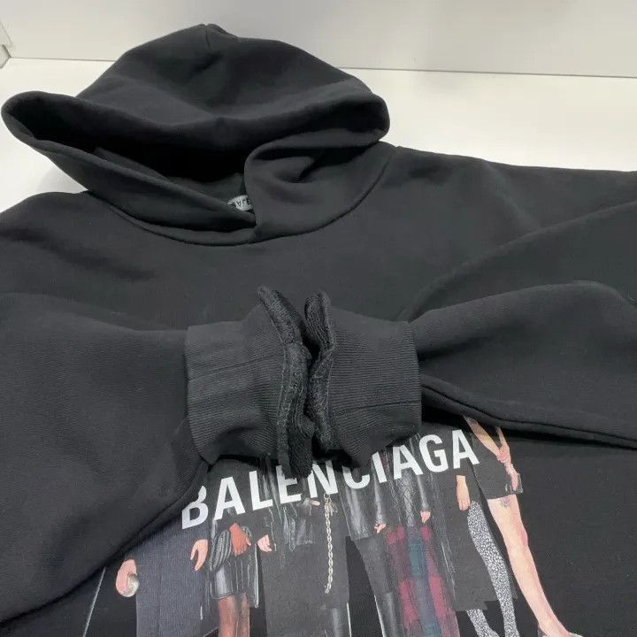 Balenciaga Balenciaga Black Hooded Sweatshirt with Logo Print 0079-250 Size US XXS / EU 40 - 7 Thumbnail