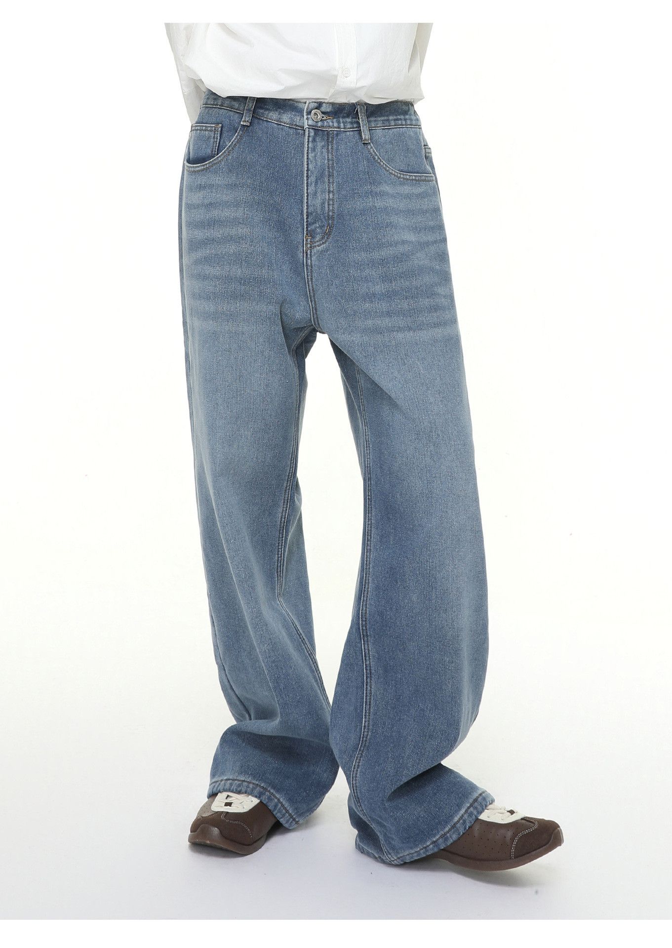 Japanese Brand Men's Japanese classic straight leg casual washed jeans Size US 32 / EU 48 - 1 Thumbnail