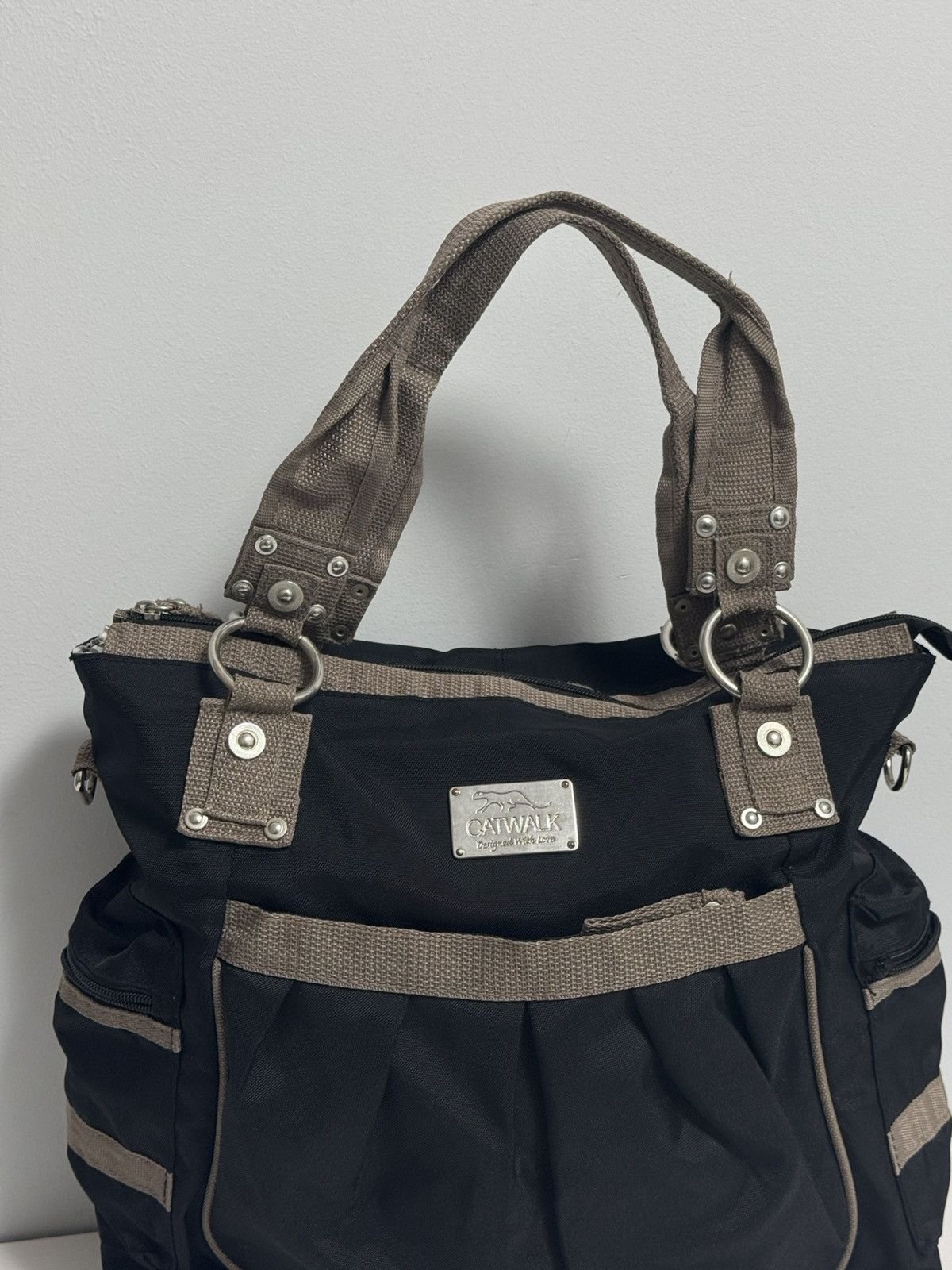 Other Catwalk Stylish Black Tote Bag Multi Pocket Nylon Shoulder Size ONE SIZE - 2 Thumbnail
