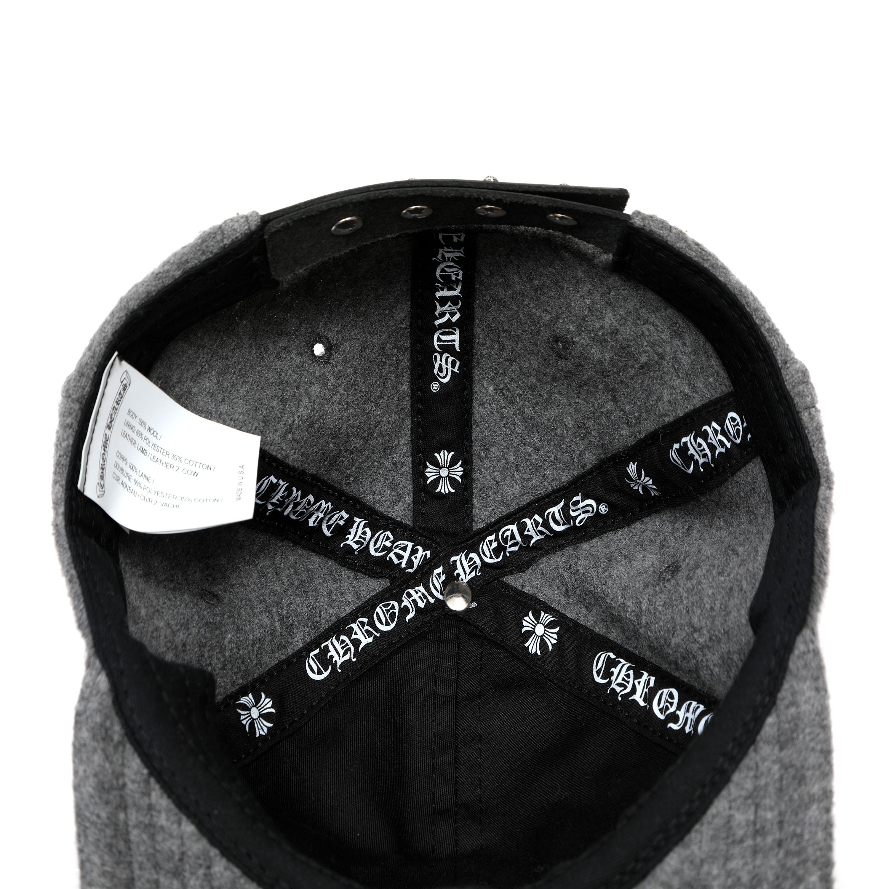Chrome Hearts Grey CH Cashmere / Wool and Leather Patch Baseball Hat Size ONE SIZE - 4 Thumbnail