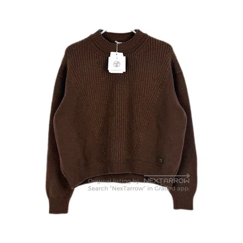 Hermes Hermes Caramel Metal Small Logo Cashmere Sweater Size S / US 4 / IT 40 - 1 Thumbnail