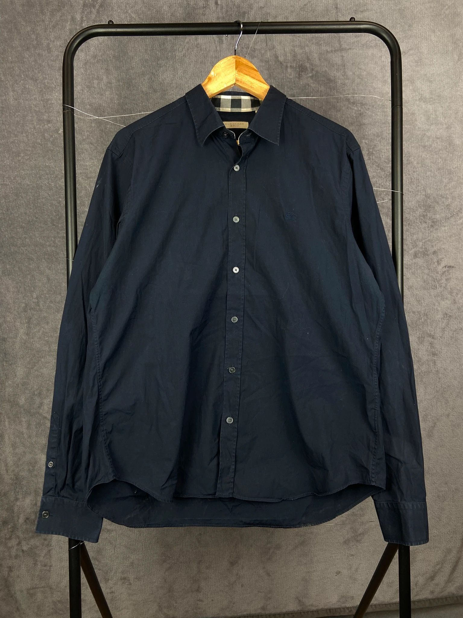Burberry Burberry Navy Blue Shirt XL Classic Vintage Size US XL / EU 56 / 4 - 1 Thumbnail