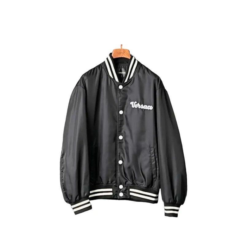 Versace Versace Black Wool Logo Short Jacket 0089 Size US M / EU 48-50 / 2 - 1 Thumbnail