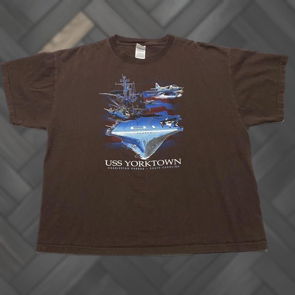 Delta USS Yorktown Shirt Mens XL Brown Graphic Tee Aircraft Carrier Military Delta Size US XL / EU 56 / 4 - 1 Thumbnail