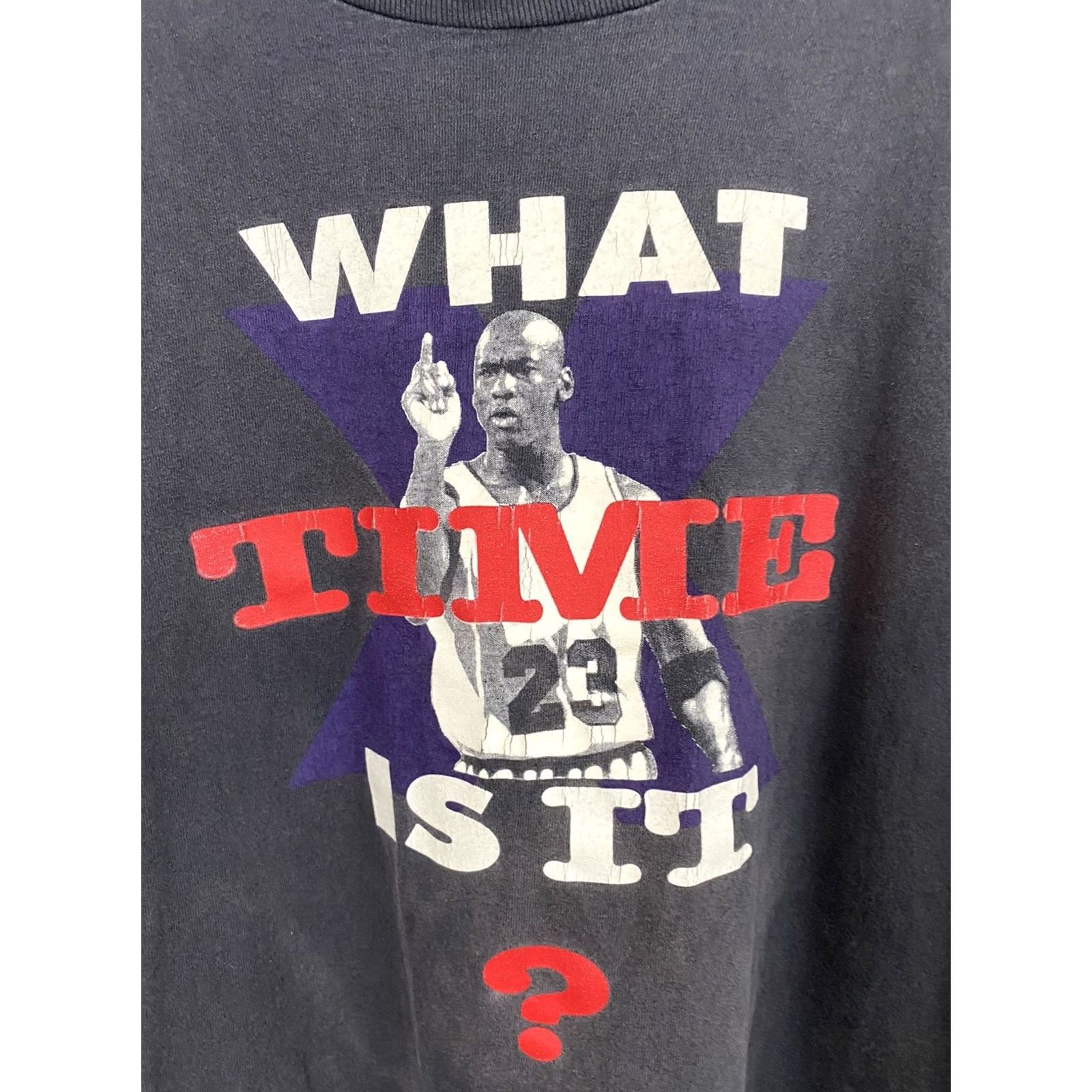 Nike VTG Nike Michael Jordan What Time Is It? Finger Wag Sun Faded T-Shirt XL USA Men Short Sleeve Black Shirt Size US XL / EU 56 / 4 - 3 Thumbnail