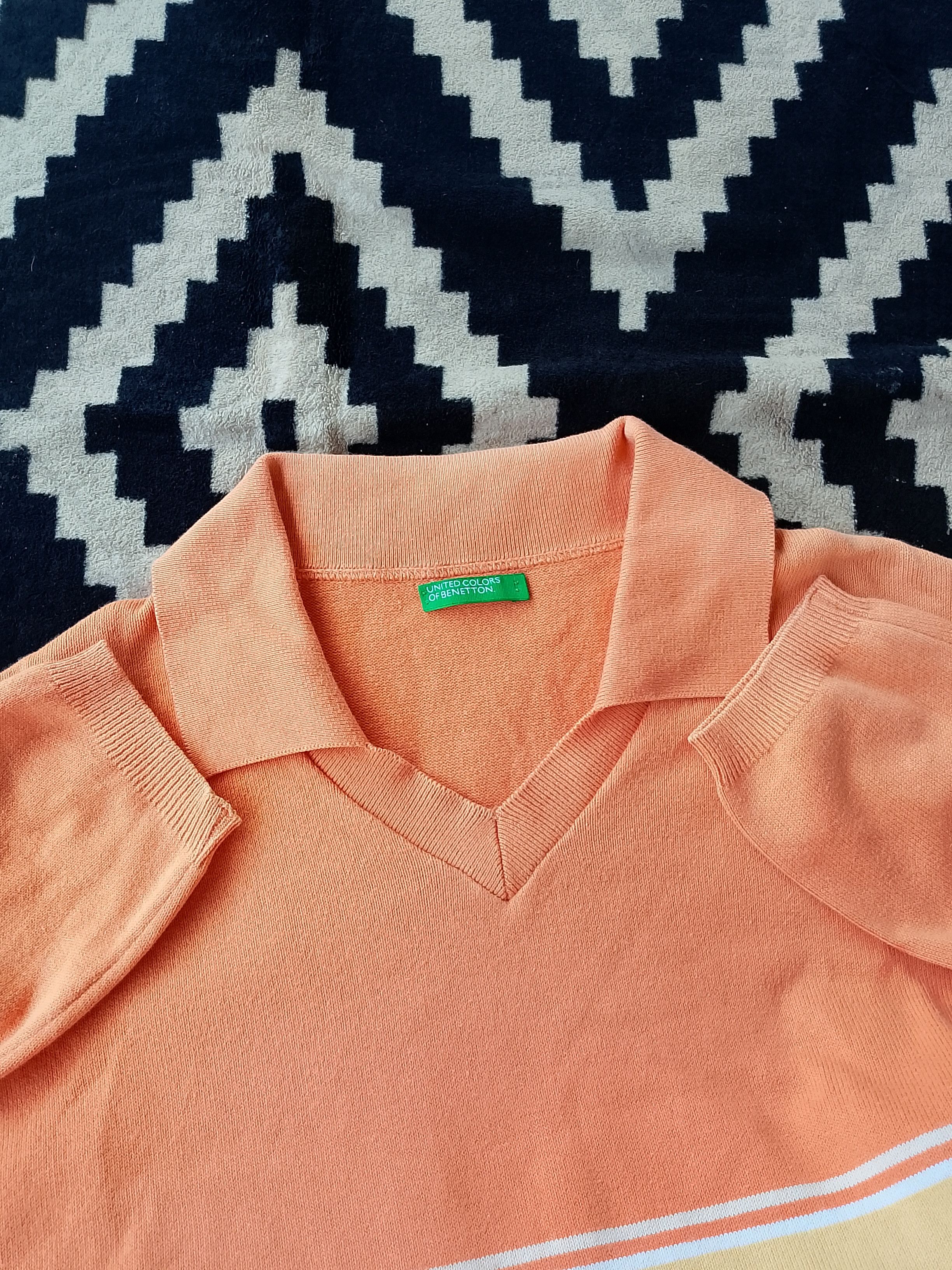 United Colors Of Benetton Vtg 90s Benetton Colorblock Knit Polo - Pastel Rugby Vibe Size US M / EU 48-50 / 2 - 5 Thumbnail