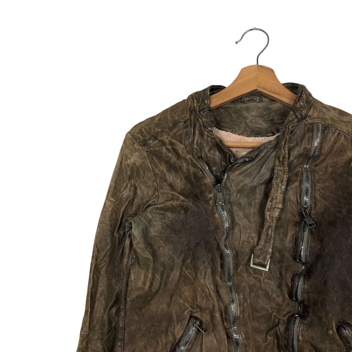 Giorgio Brato Biker Leather Jacket Asymmetrical Zipper Girgio Brato Italy Size L / US 10 / IT 46 - 8 Thumbnail