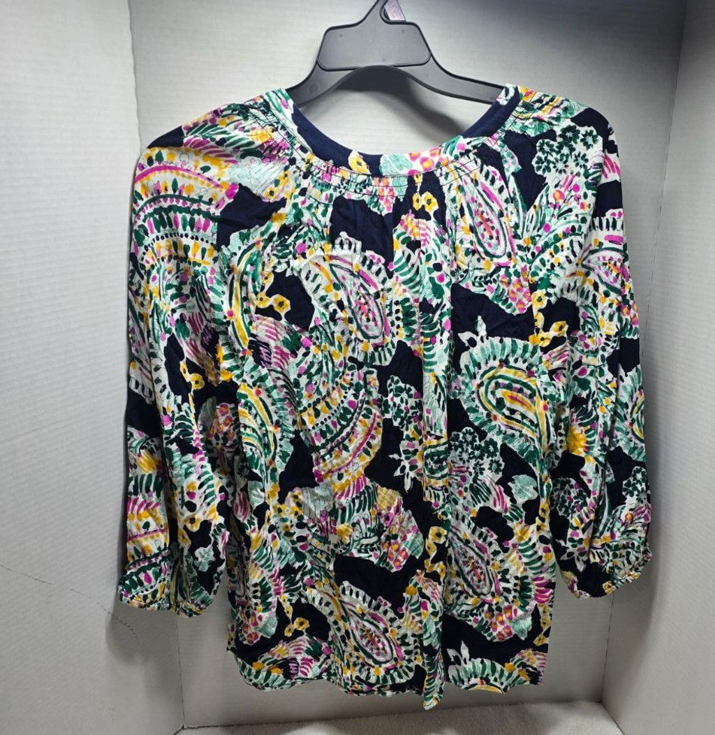 The Unbranded Brand Women's Crown & Ivy Blouse XL Black Multi-color Paisley Size XL / US 12-14 / IT 48-50 - 4 Thumbnail