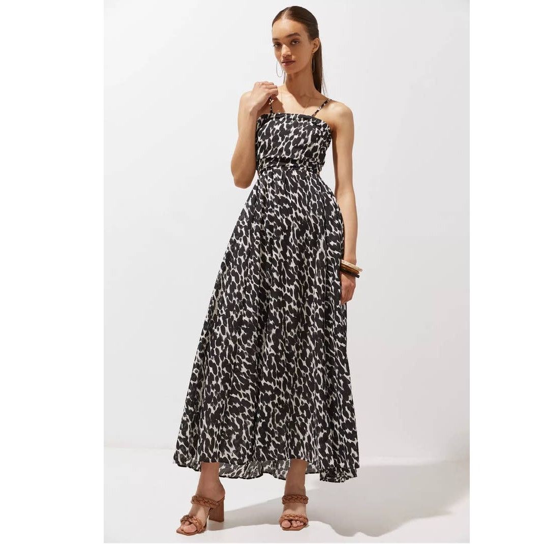 Anthropologie New Anthropologie Shirred Cut-Out Maxi Dress $180 SMALL B&W Size S / US 4 / IT 40 - 1 Thumbnail