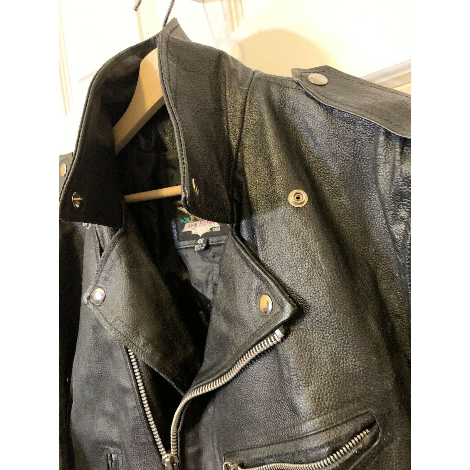 Other Jamin Leather Motorcycle Black Jacket Sz 46 w/Belt HEAVY Bik Size US XL / EU 56 / 4 - 7 Thumbnail