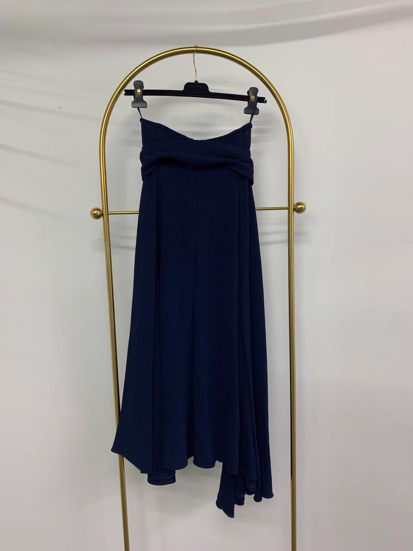 Celine Old Celine Navy High-Waisted Irregular Skirt 34 New Size 25" / US 0 / IT 36 - 4 Thumbnail