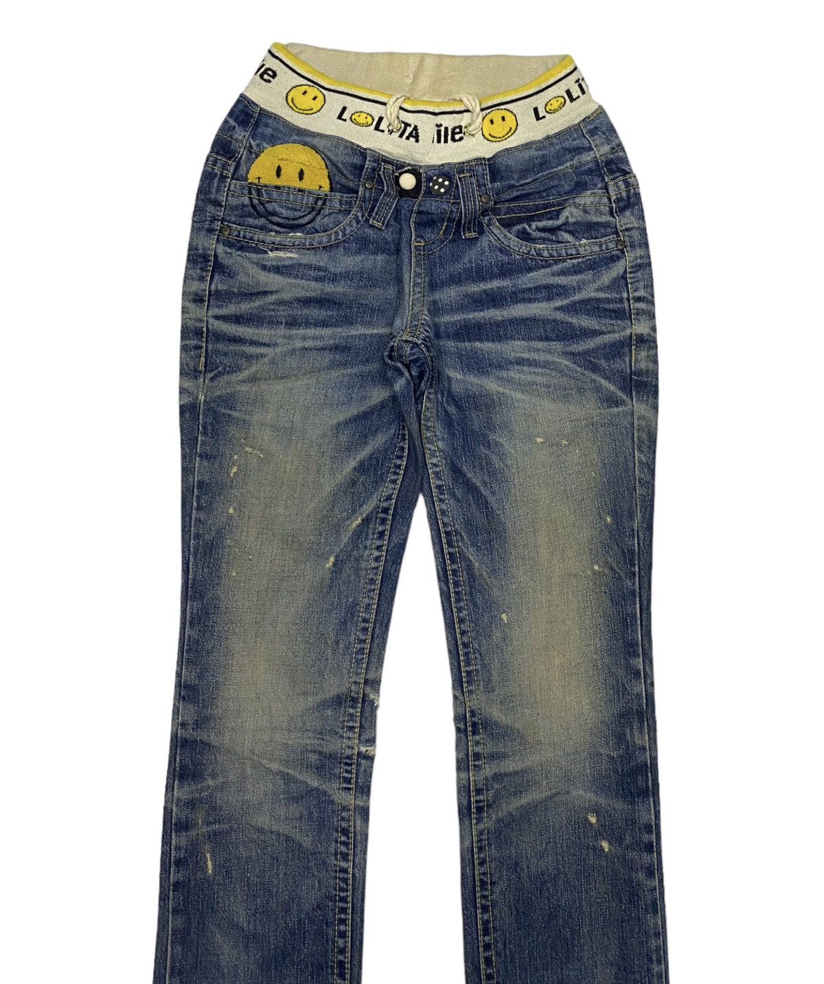 Kapital 🔥LOLITA SMILE WAISTBAND DISTRESS DENIM JEANS KAPITAL SMILE Size 27" / US 4 / IT 40 - 7 Thumbnail