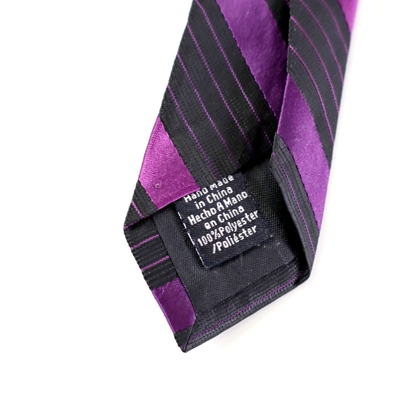 Apt. 9 Apt 9 Purple Black Striped Woven Polyester Skinny Tie Size ONE SIZE - 4 Thumbnail