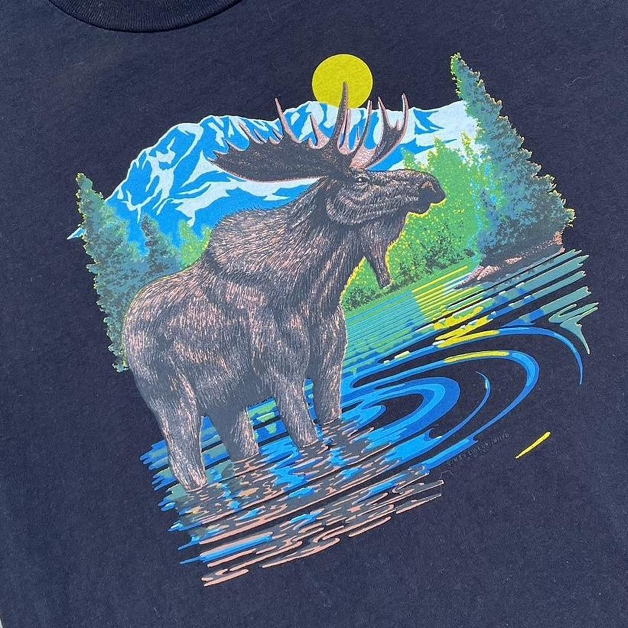 Vintage Vintage 90s Silver Mountain Moose Animal Nature Tshirt Size US L / EU 52-54 / 3 - 3 Thumbnail