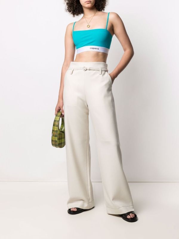 Coperni o1mle0524 Asymmetric Cropped Top in Turquoise Size M / US 6-8 / IT 42-44 - 2 Thumbnail