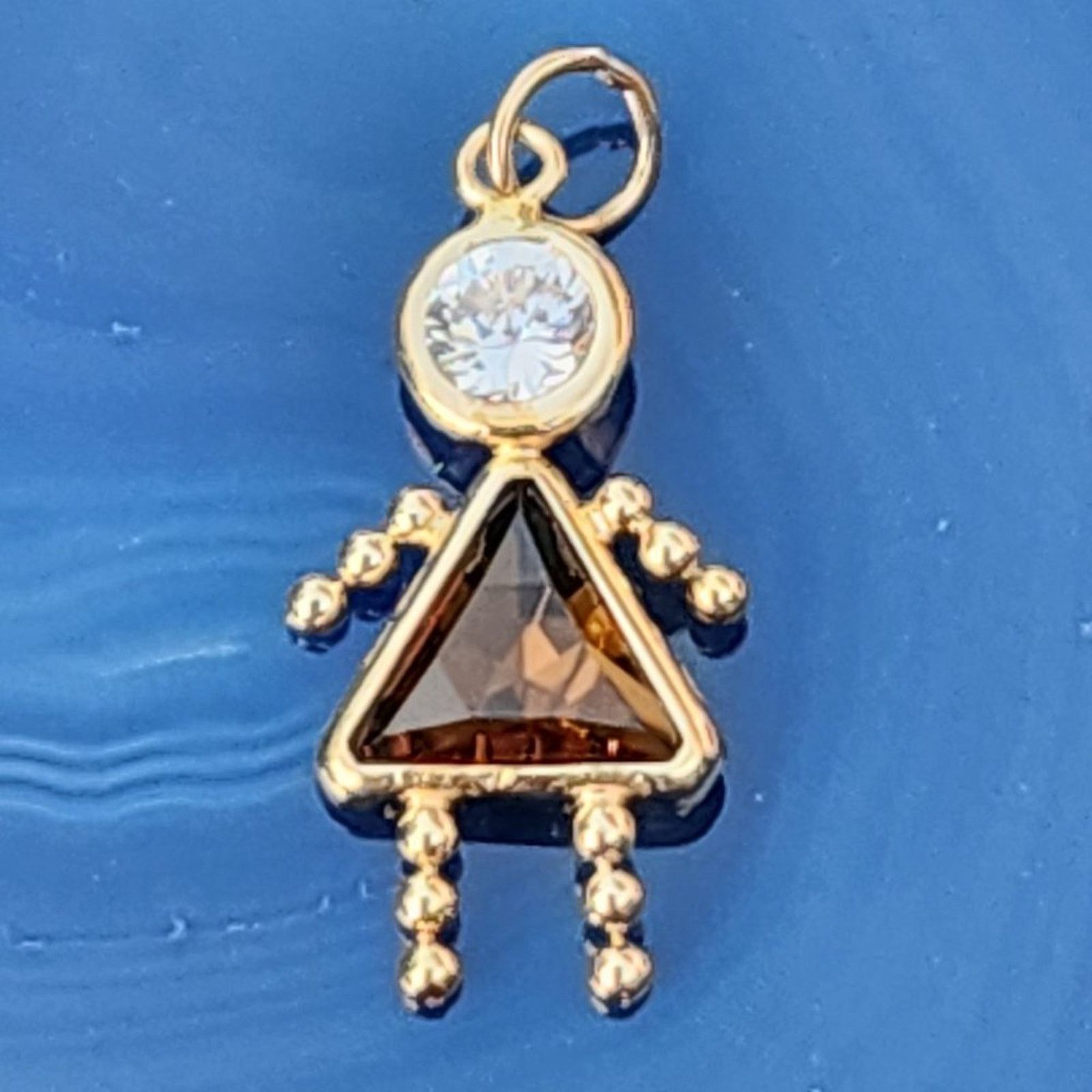 Vintage 14K Yellow Gold Boy Girl Birth Stone Charm Pendant Vintage Size ONE SIZE - 9 Thumbnail