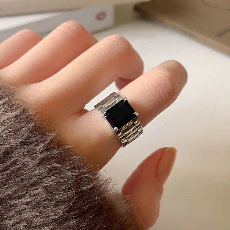 Jewelry Creative Black Zircon Ring Size ONE SIZE - 1 Thumbnail