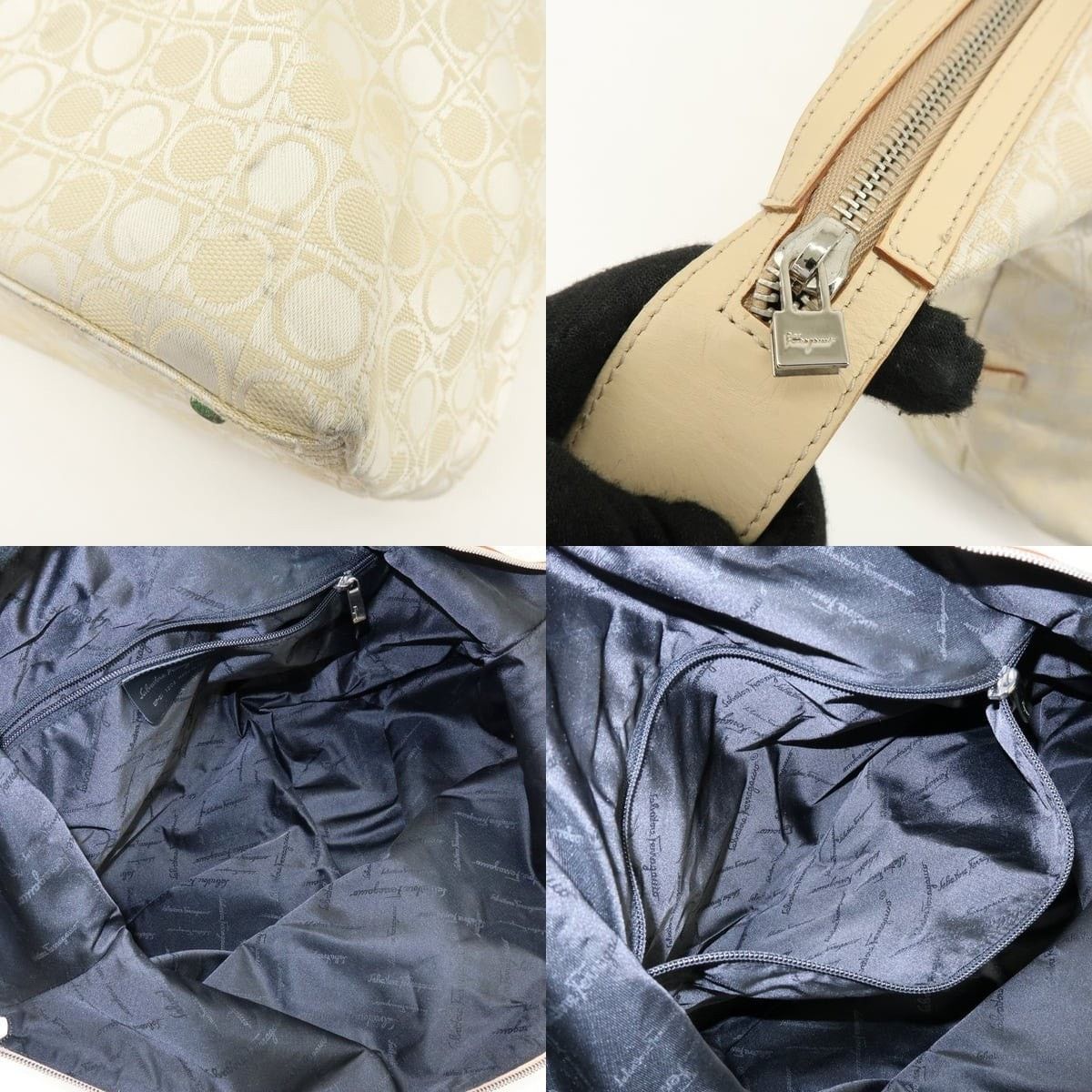 Salvatore Ferragamo Ferragamo Gancini Canvas Tote Beige Size ONE SIZE - 7 Thumbnail