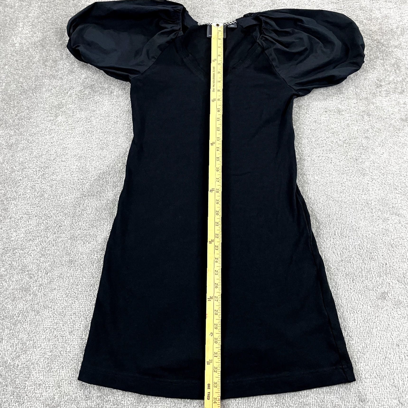 Vintage MAEVE Top Womens XS Black Annika Knit Dress 34" Mini Above Knee Poplin Puff SLV KnIT Blouse Size XS / US 0-2 / IT 36-38 - 4 Thumbnail