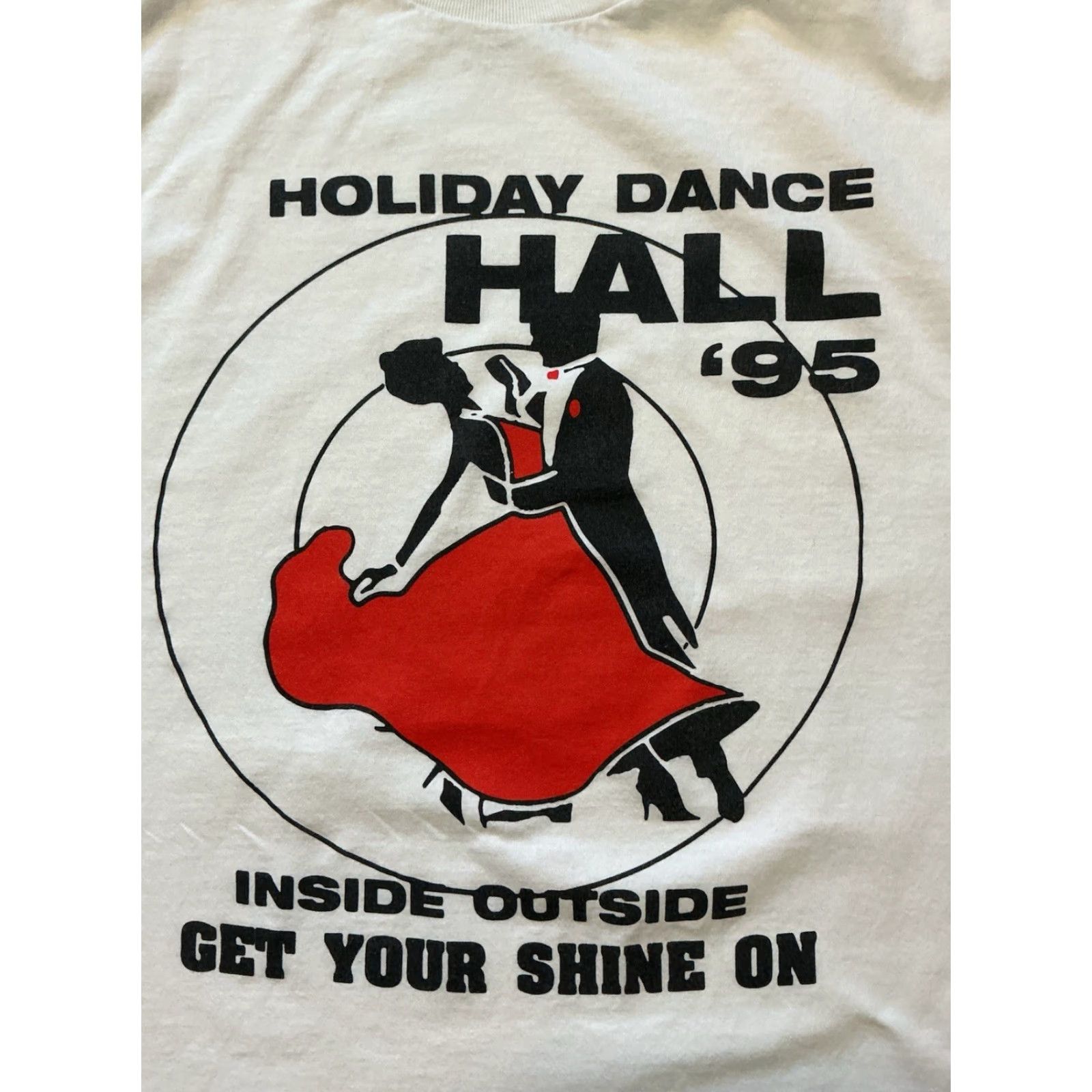 J Brand VINTAGE Holiday Brand Nick Holiday Dance Hall Inside Outside White Graphic S/S T-Shirt XL Mens Size US XL / EU 56 / 4 - 5 Thumbnail