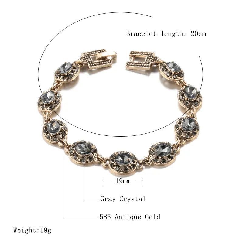 Jewelry Creative Antique Gold Boho Gray Crystal Bracelet Size ONE SIZE - 4 Thumbnail
