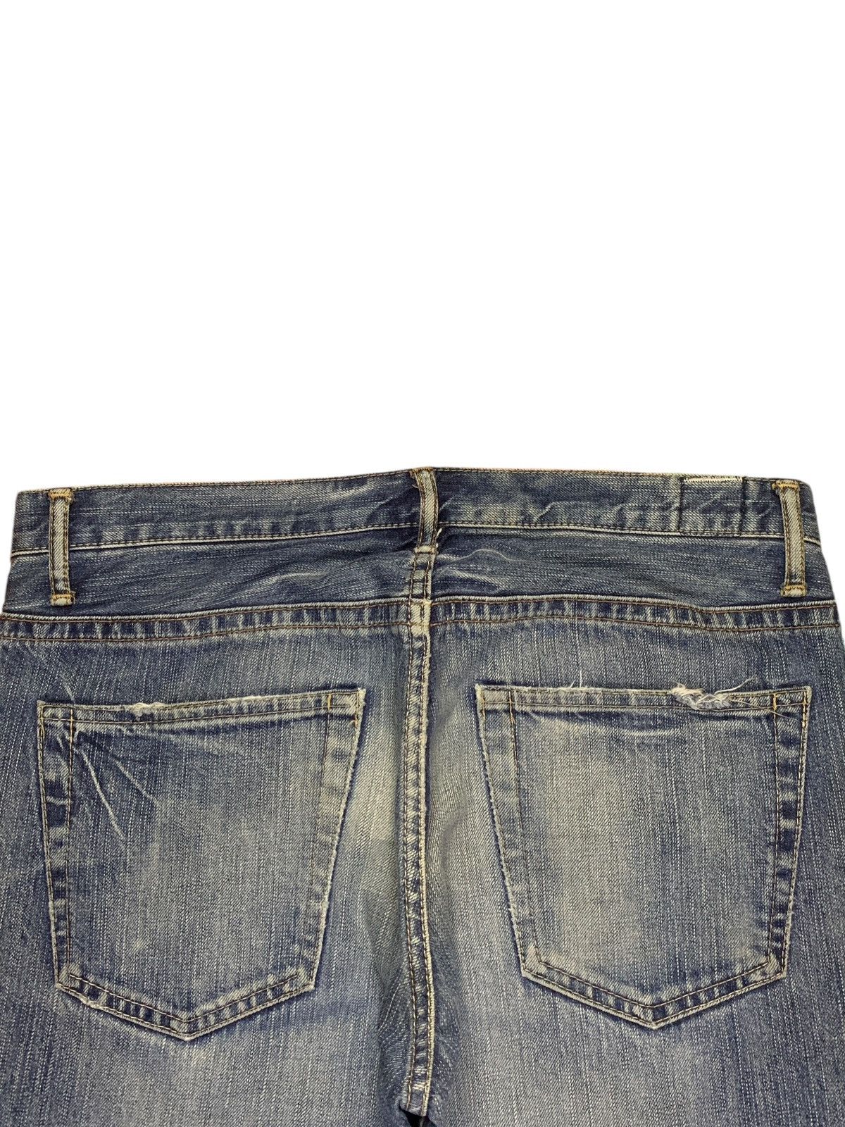 Japanese Brand Vintage Blue Way Faded Wash Distressed Bootcut Jeans Size US 33 - 8 Thumbnail