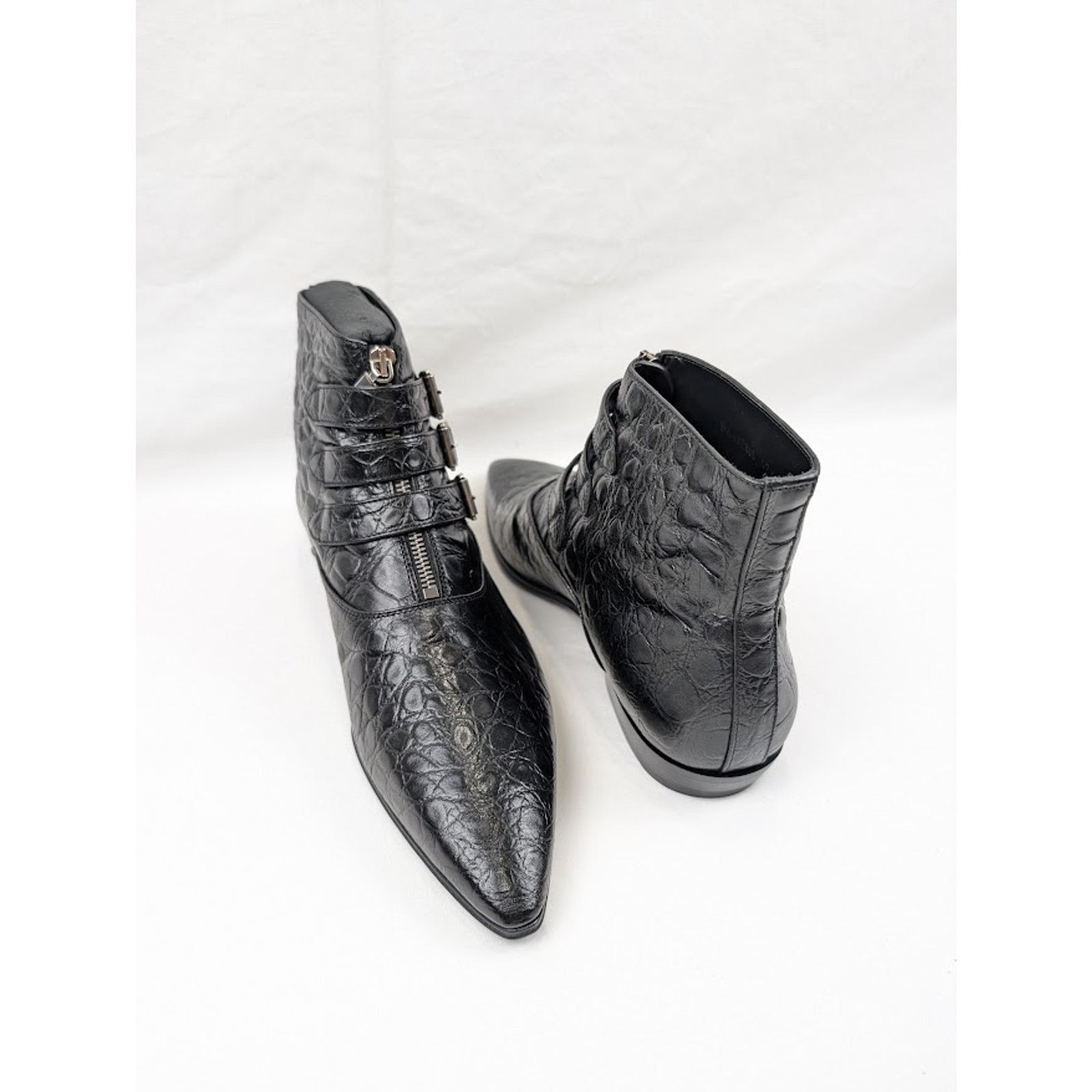 Saint Laurent Paris o1rshd1 Goth 15 Zip Buckle Boots Fake Cocco Yankee in Nero Size US 8.5 / EU 41-42 - 19 Thumbnail