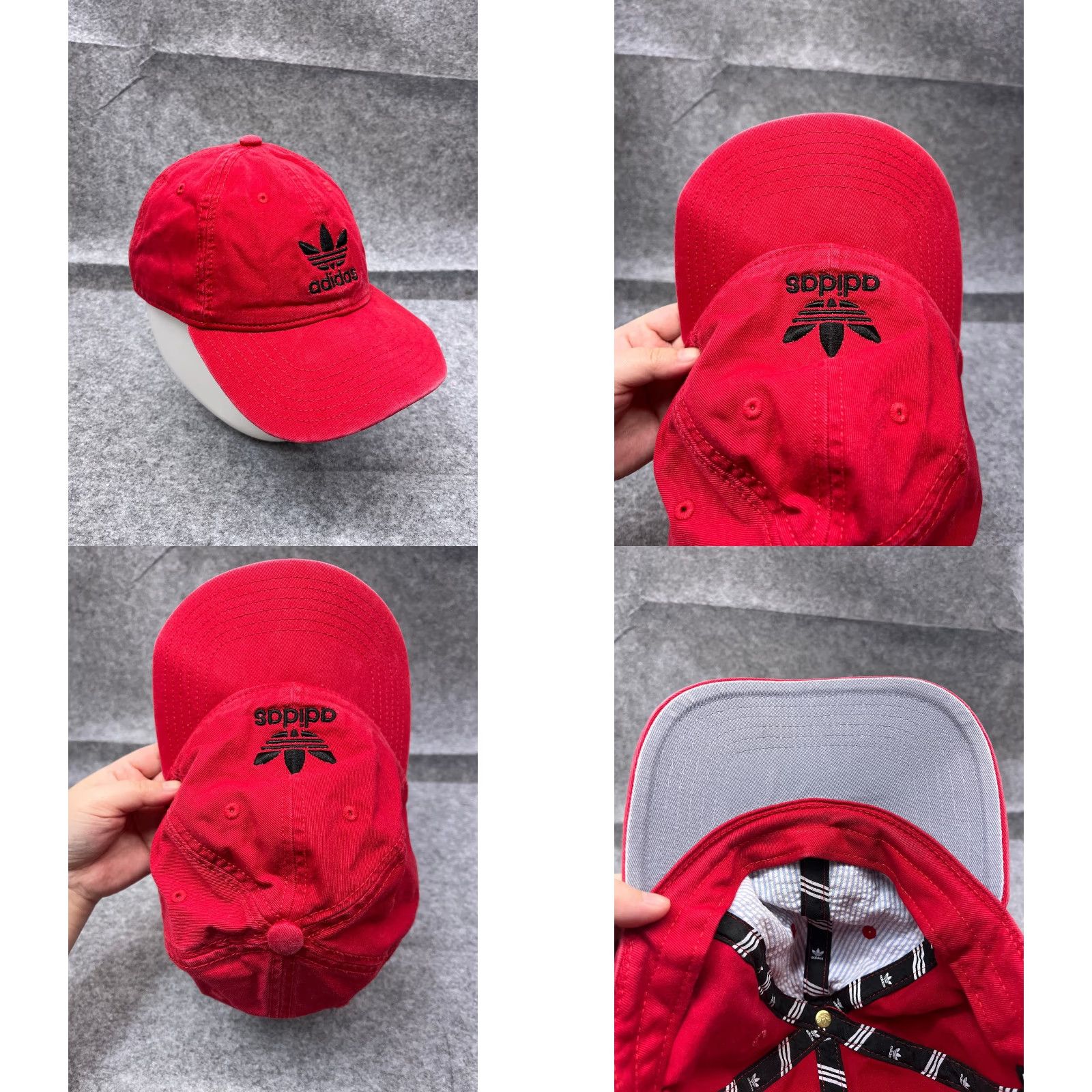Adidas ADIDAS Hat Cap Baseball Adjustable One Size Red Cotton Golf 90s Style Mens Navy Brand? Size ONE SIZE - 8 Thumbnail
