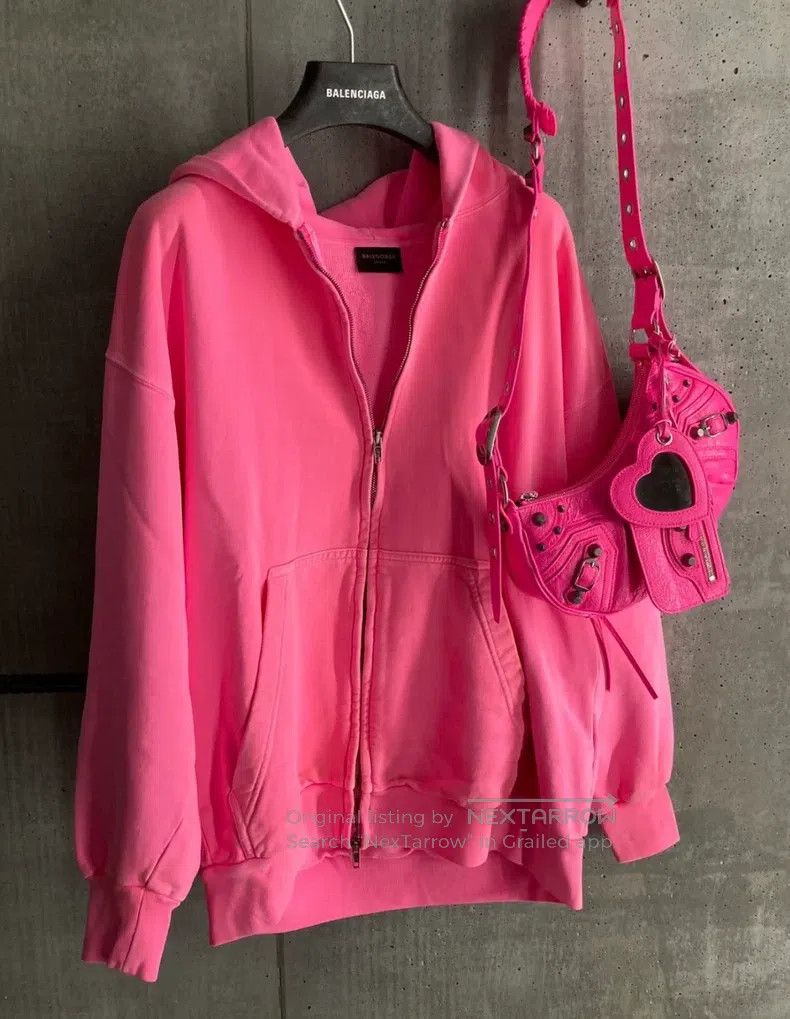 Balenciaga Balenciaga Distressed pink zip-up jacket hoodie Size US S / EU 44-46 / 1 - 3 Thumbnail