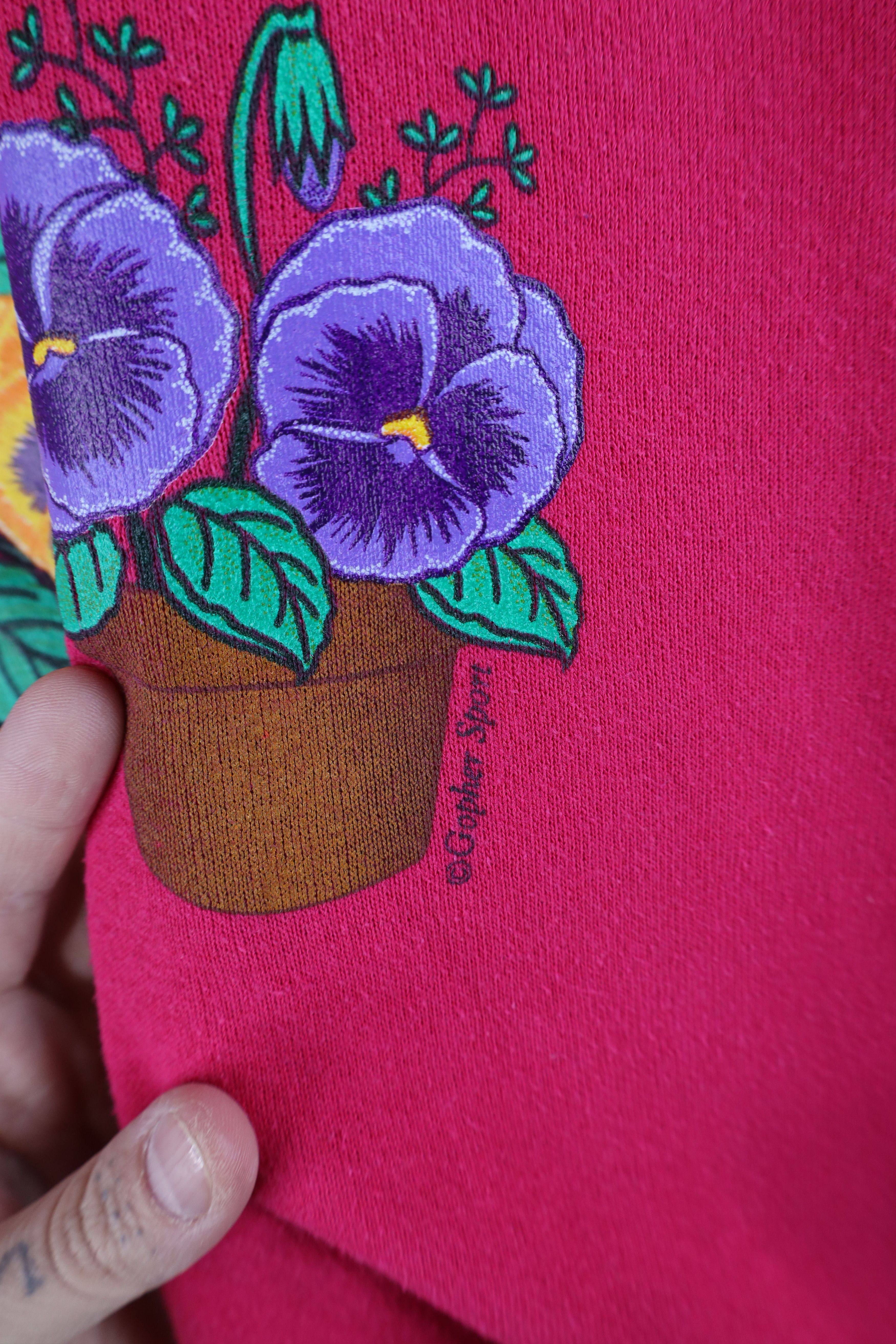Vintage Vintage 90s Streetwear Friendship Flower Collared Sweatshirt Size M / US 6-8 / IT 42-44 - 5 Thumbnail