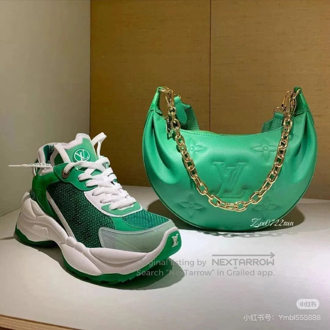 Louis Vuitton LV Run 55 Green Logo Dad Sneakers. Size US 5 / IT 35 - 8 Thumbnail