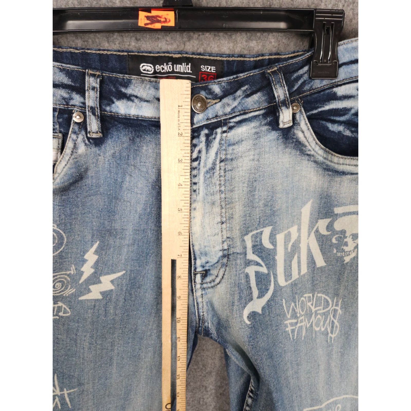 Ecko Unltd. VINTAGE Ecko Unltd. Jeans Men's 35 Athletic Fit 5-Pocket Denim Blue Skull Graphic 90s Streetwear Skateboarding Boys Mens Girls? Size US 35 - 6 Thumbnail