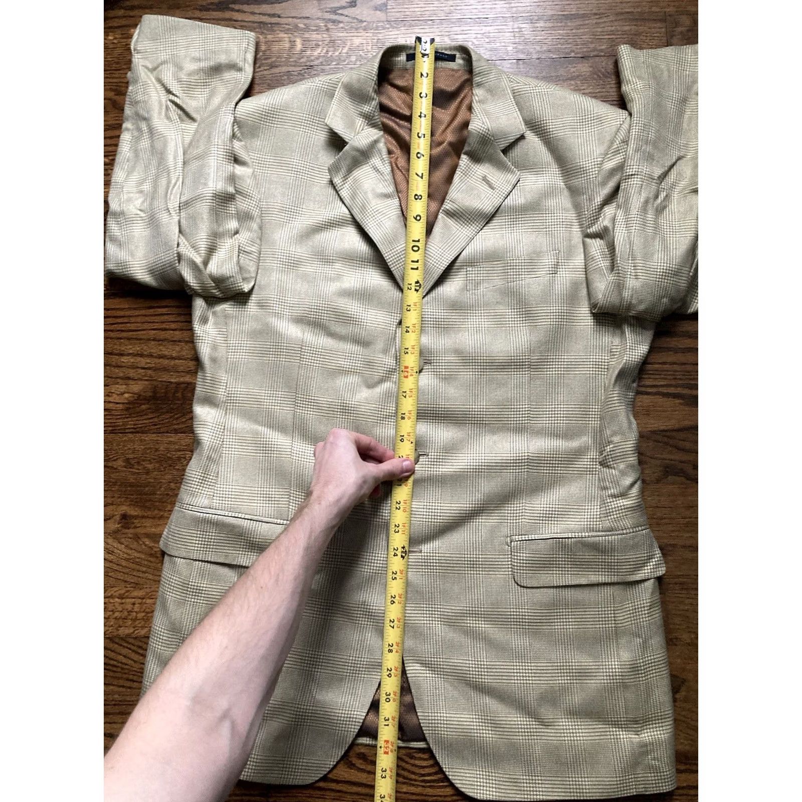 Luigi Bianchi Luigi Bianchi Mantova Blazer Mens 40R Bamboo Notch Lapel Plaid Beige Italy Jacket Coat Regular Button Two-Button Size 40R - 7 Thumbnail