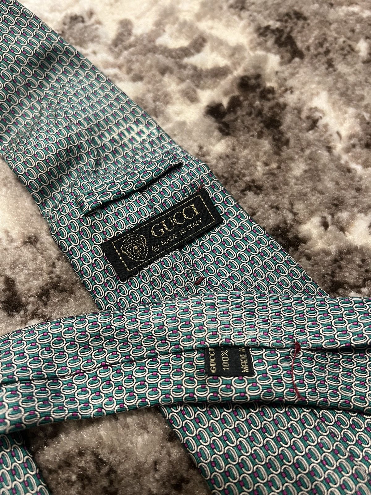 Gucci Vintage Gucci Silk monogram tie Size ONE SIZE - 8 Thumbnail