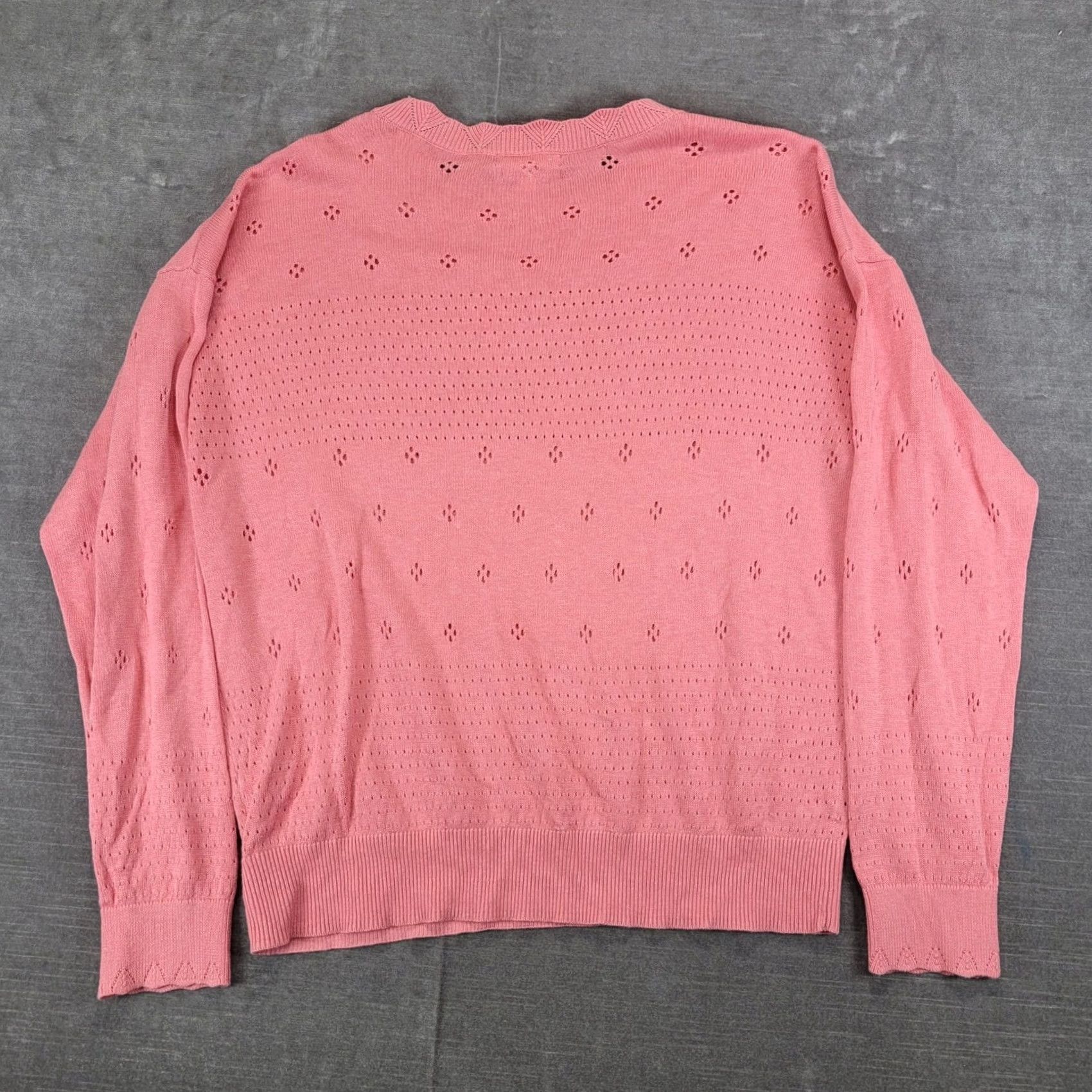 Vintage LC Lauren Conrad Pink Scalloped Pointelle Pullover Sweater NWT Large Women Size L / US 10 / IT 46 - 7 Thumbnail