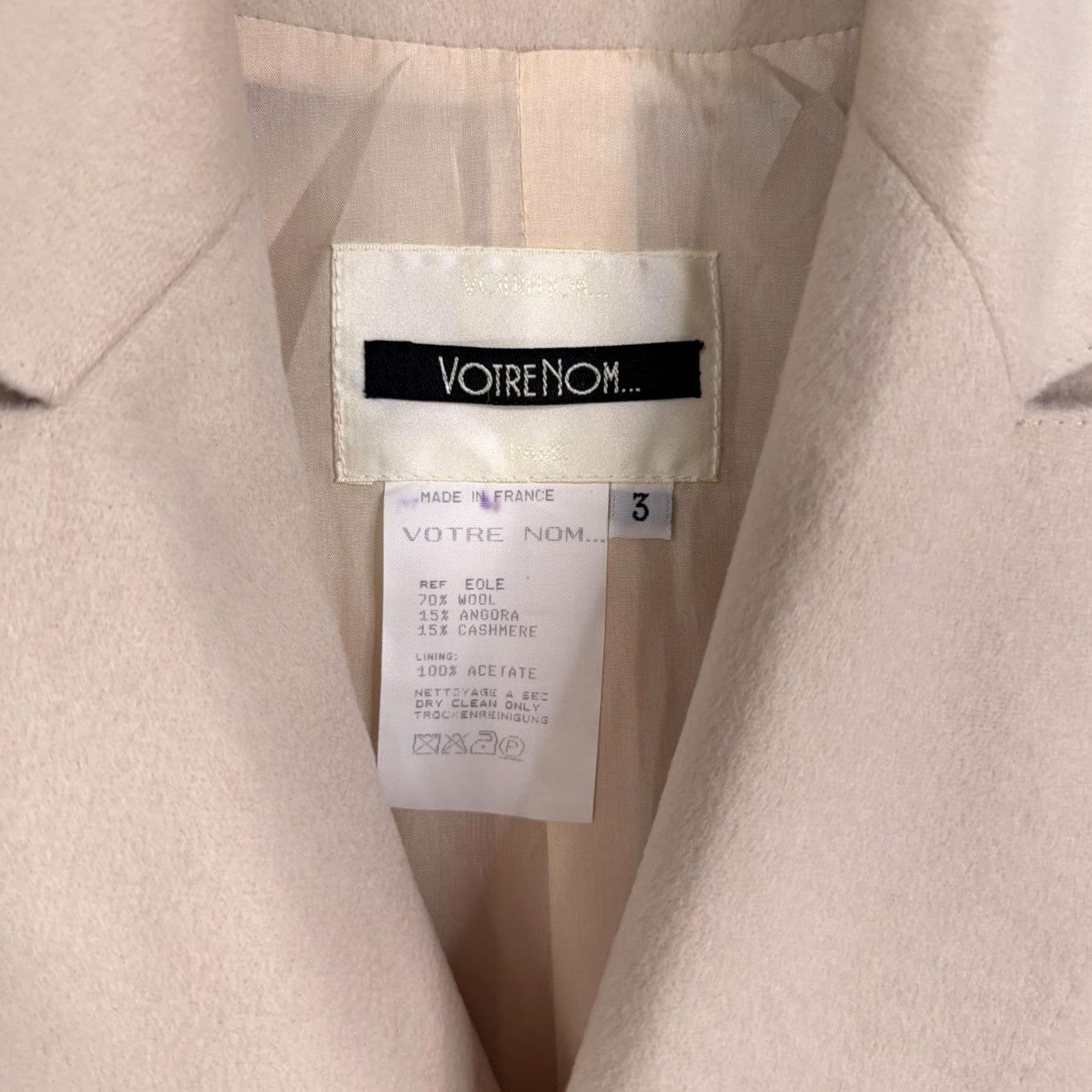 Doublet Depuis Votre Nom Blazer Womens 3 Beige Wool Angora Cashmere Double Breasted Jacket Blue? Size XS / US 0-2 / IT 36-38 - 3 Thumbnail
