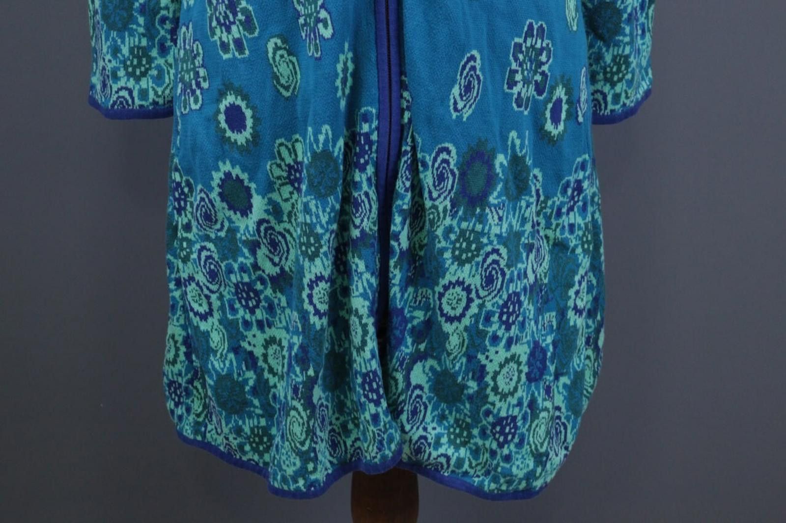 Designer Deerberg Blue Full Zip Floral Lagenlook Coat Jacket Size L Size L / US 10 / IT 46 - 4 Thumbnail