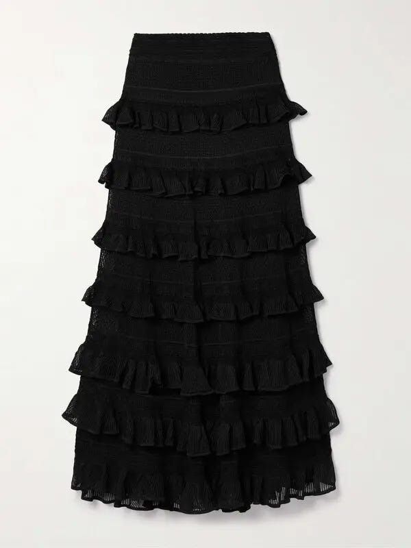 Zimmermann oc11z0526 Luna Lace Frilled Skirt in Black Size 26" / US 2 / IT 38 - 1 Thumbnail