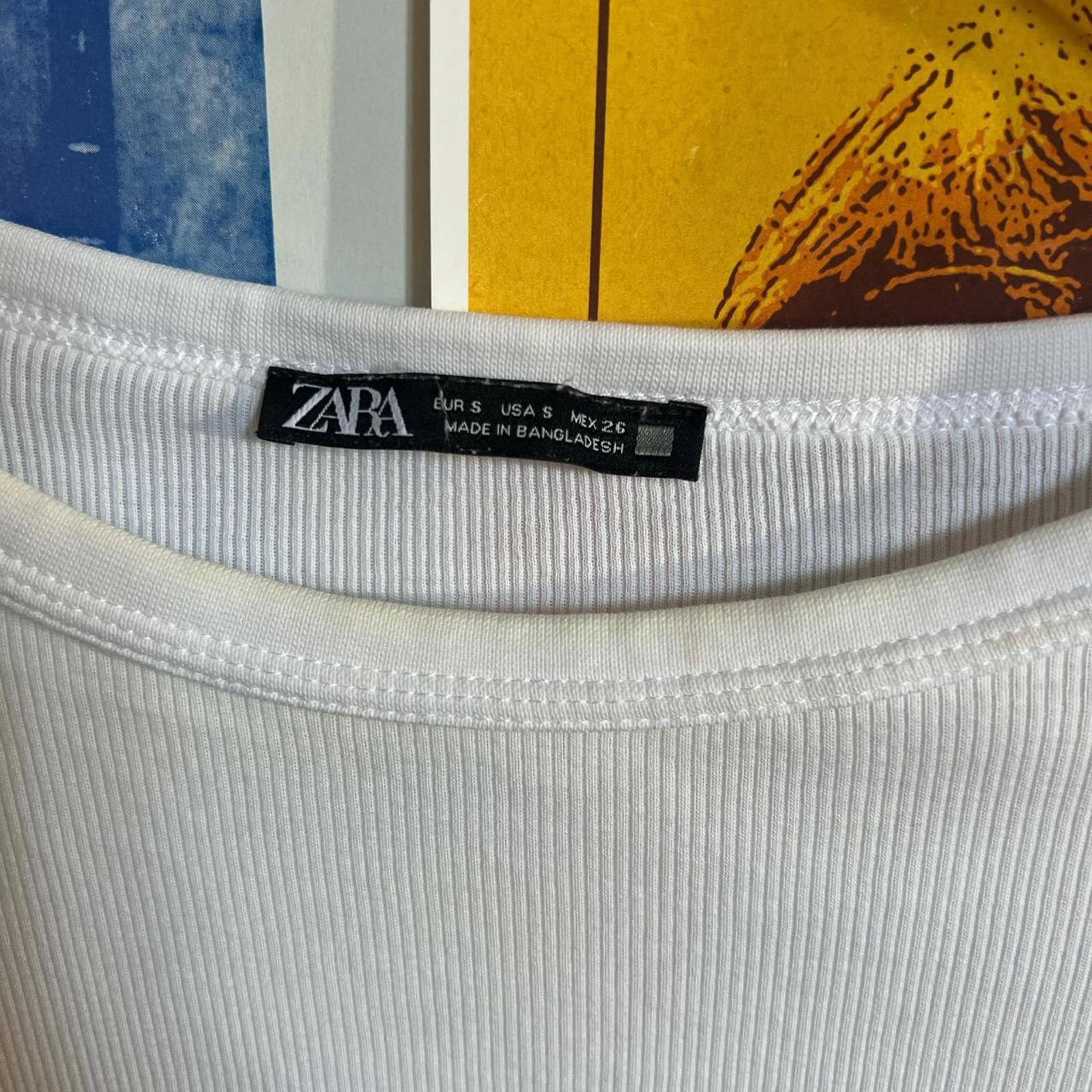 Zara White ribbed cotton t-shirt Size S / US 4 / IT 40 - 7 Thumbnail