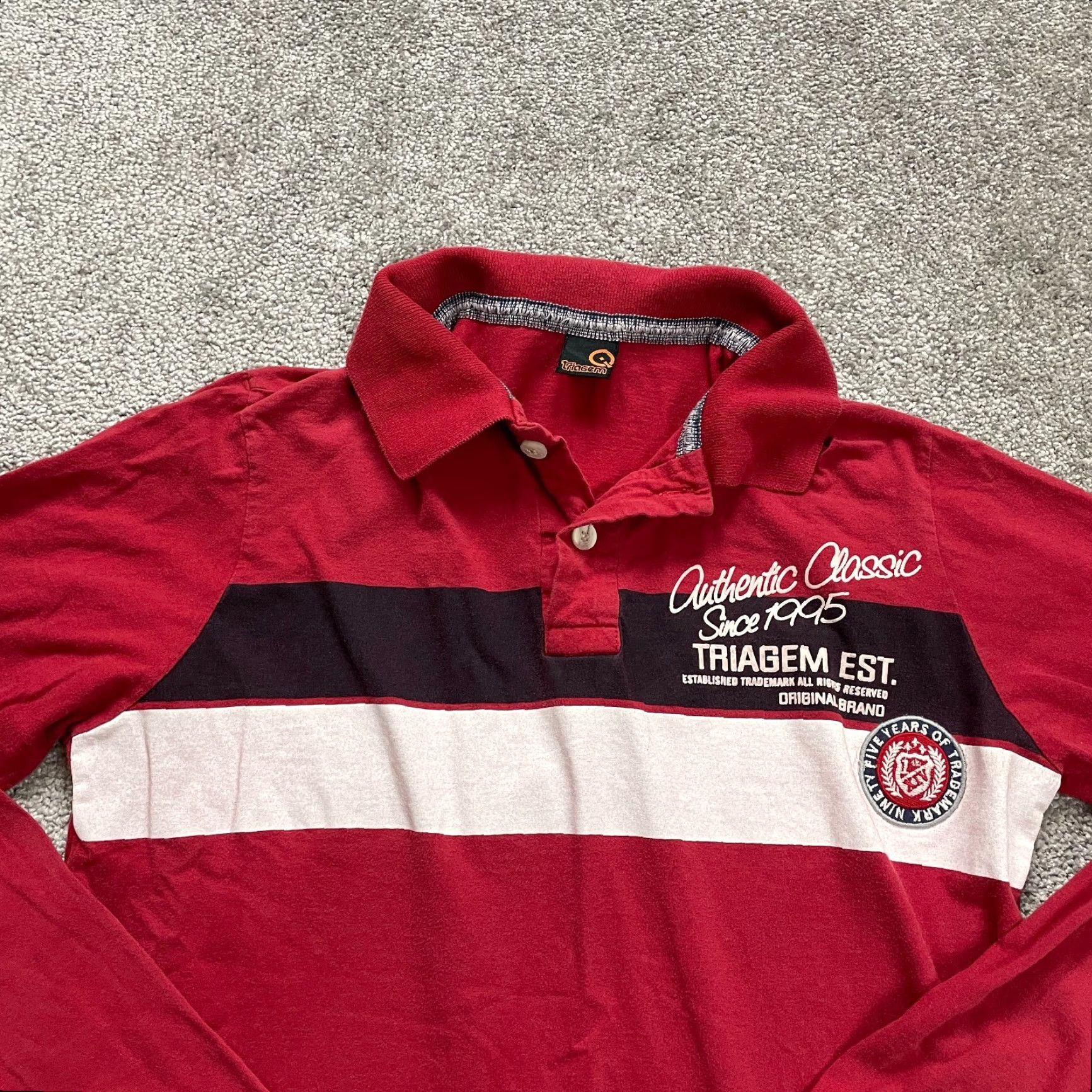 Vintage Triagem Polo Shirt Mens Medium Red Long Sleeve Casual Cotton Activewear Size US M / EU 48-50 / 2 - 3 Thumbnail