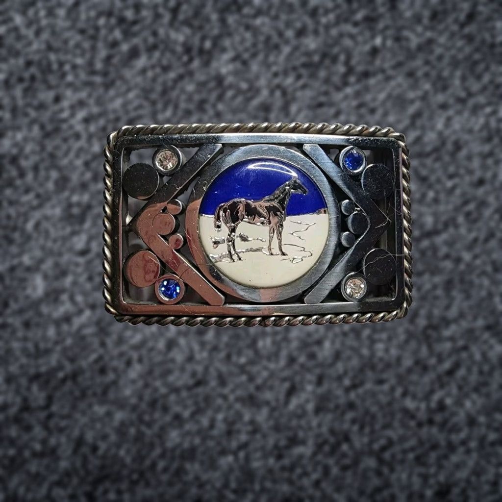 Vintage VINTAGE Handmade 1980s Animal Buck Deer Silvertone Rhinestone Belt Buckle Unisex Adult Metal Accessories Size ONE SIZE - 1 Thumbnail