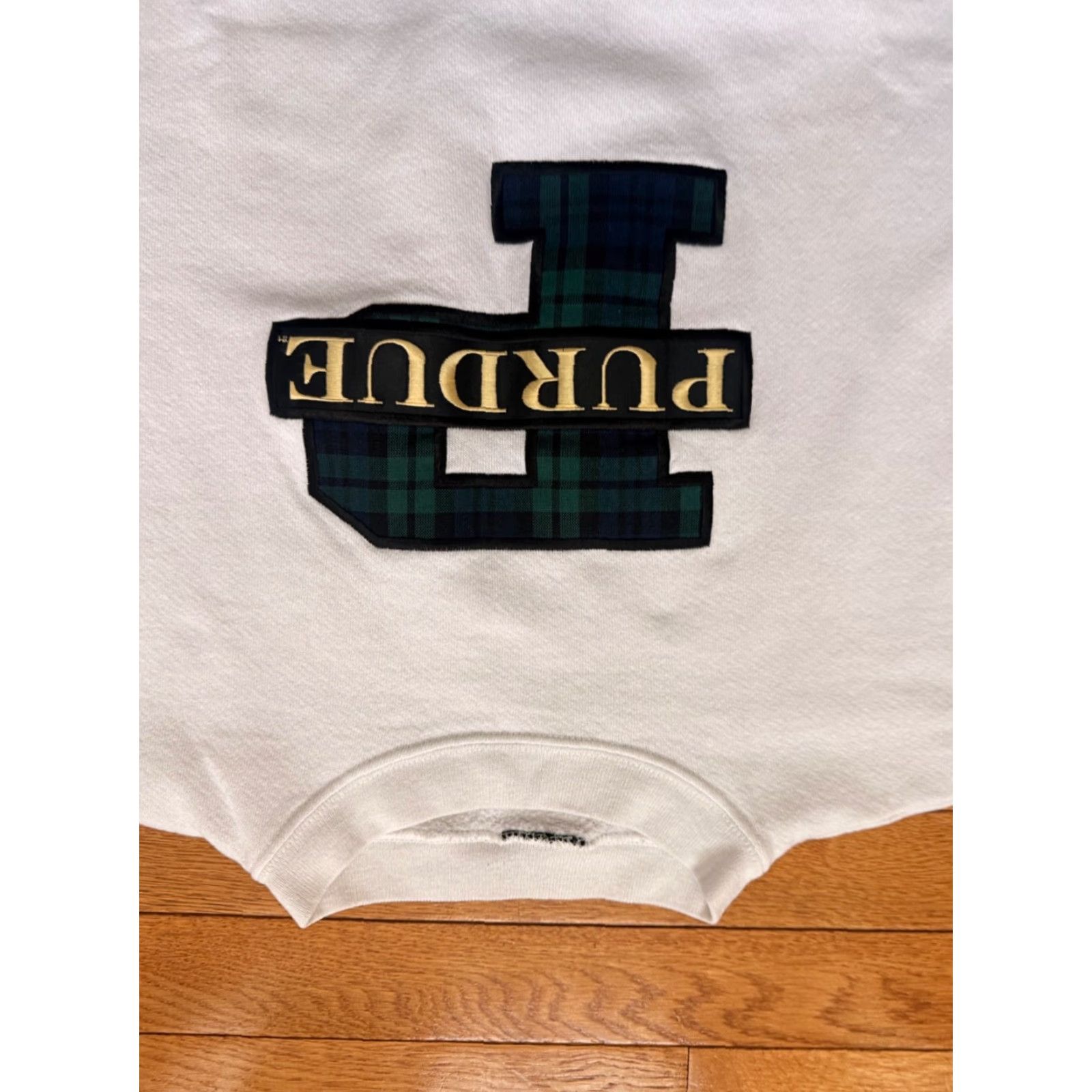 Hanes VTG Hanes Purdue Plaid P Sweatshirt Mens XL White 90s USA Boilermakers College Logo Crew Neck Pullover Size US XL / EU 56 / 4 - 3 Thumbnail