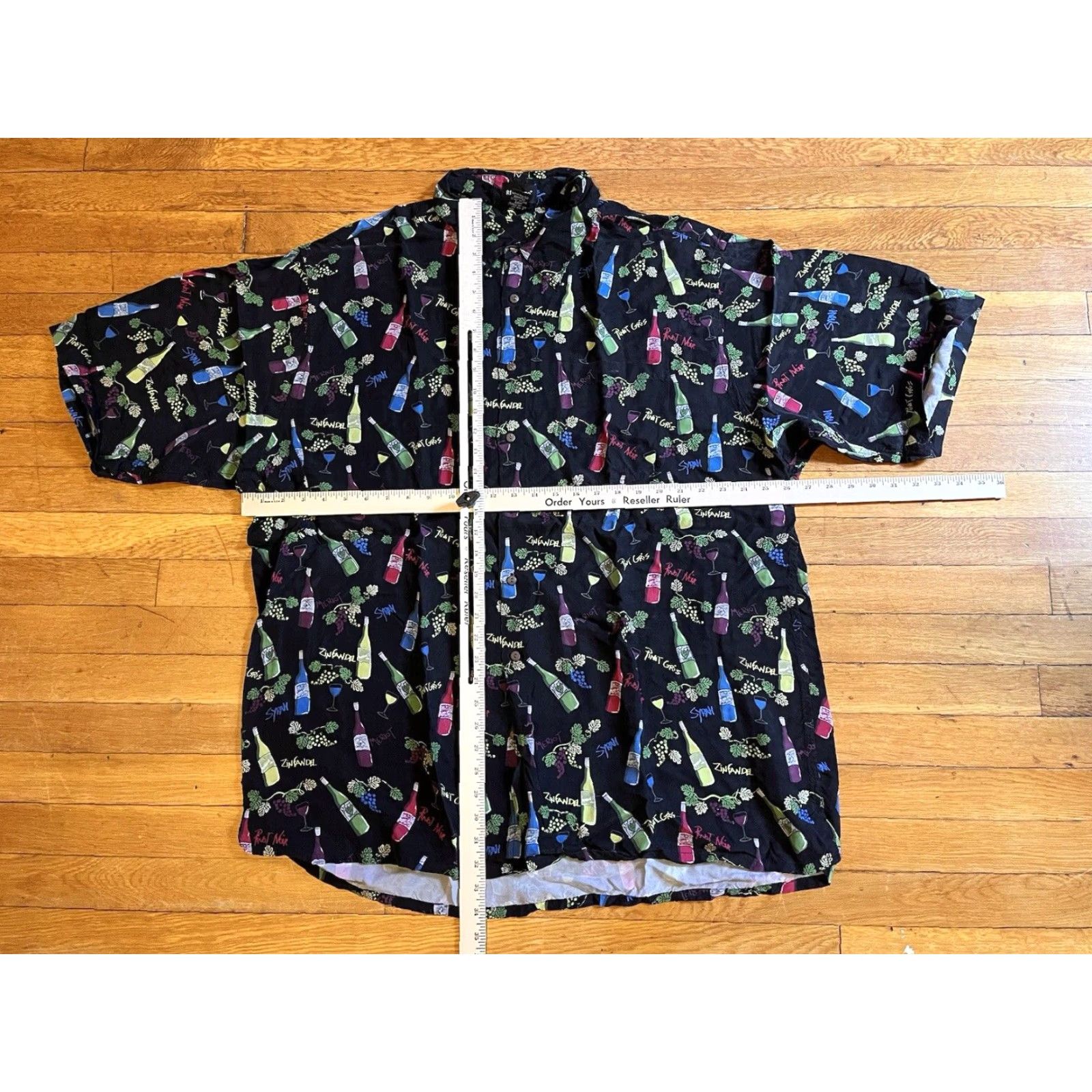 Vintage VINTAGE Riscatto Wine All Over Print Shirt Men’s 2XLT Tall Black Rayon Size US XXL / EU 58 / 5 - 7 Thumbnail