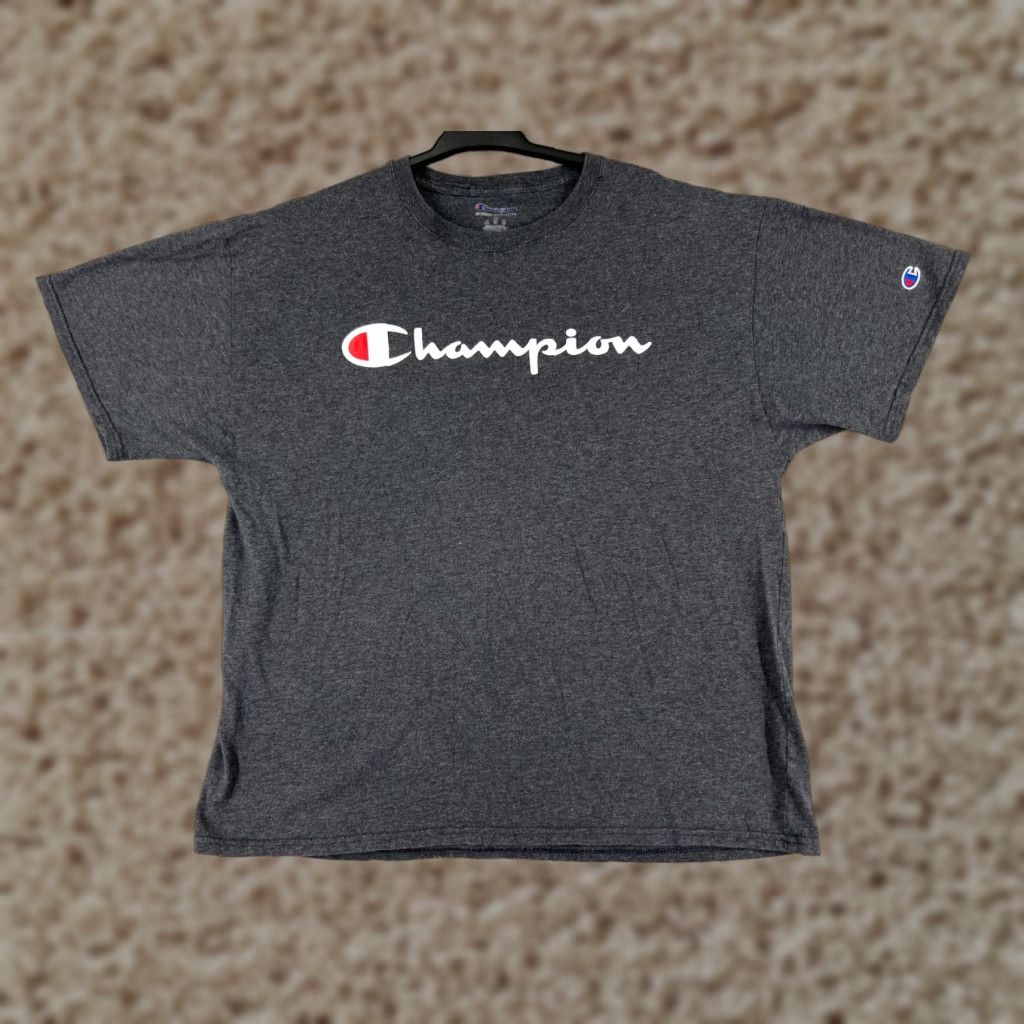 Champion Champion Shirt Men XL Gray Logo Short Sleeve Crew Neck Cotton Size US XL / EU 56 / 4 - 1 Thumbnail