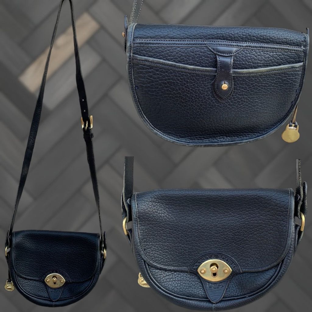 Dooney & Bourke VINTAGE Dooney & Bourke Black Leather Crossbody Bag USA Made Brass Lock Adult Women Size ONE SIZE - 1 Thumbnail