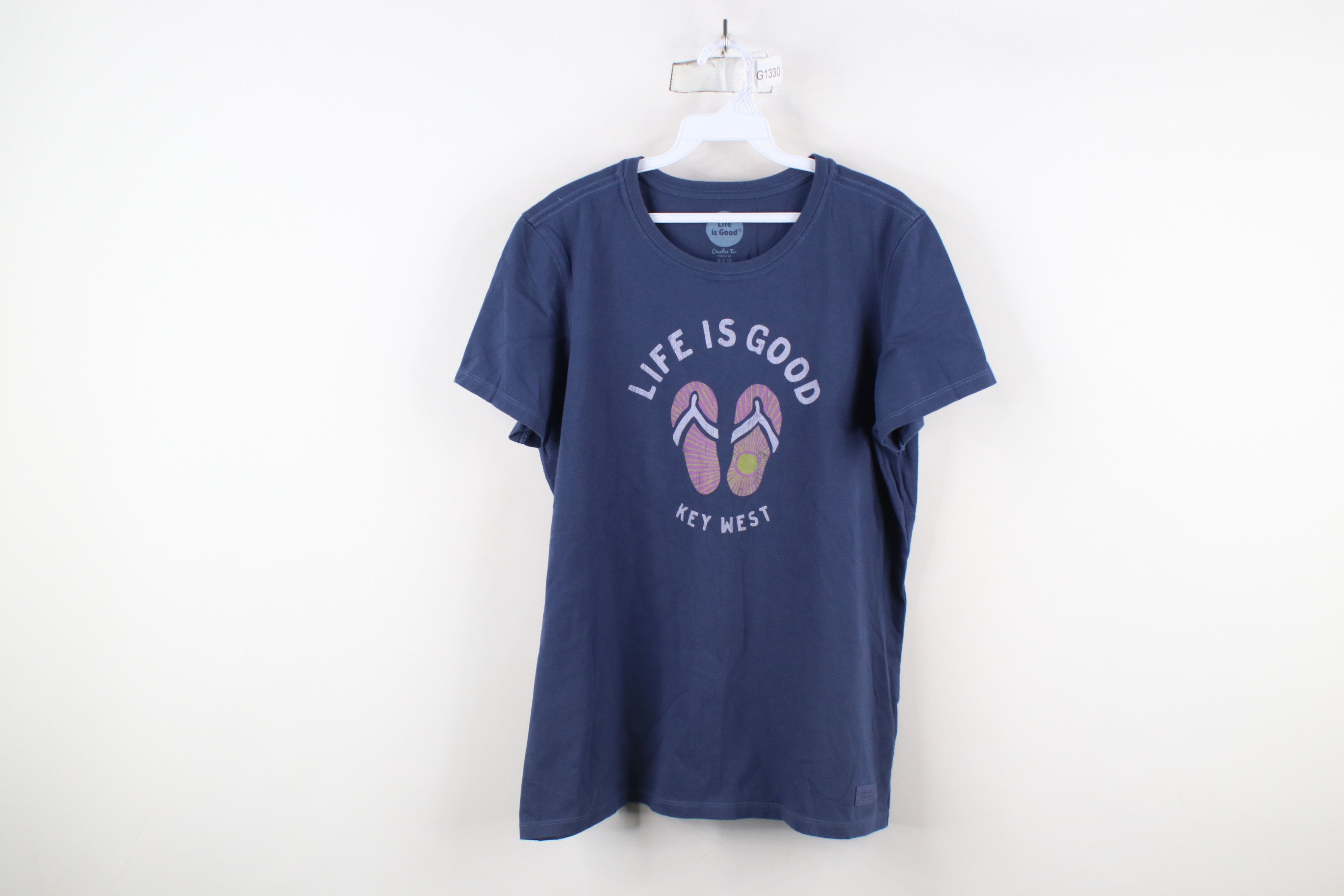 Life is Good × Vintage Life Is Good Spell Key West Flip Flops Sandals T-Shirt Blue Size L / US 10 / IT 46 - 1 Thumbnail