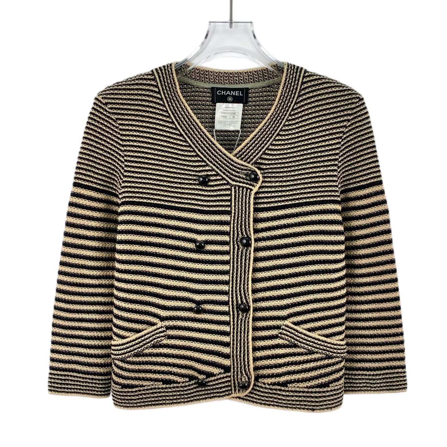Chanel Chanel Striped Brown Sweater S Women Size S / US 4 / IT 40 - 1 Thumbnail