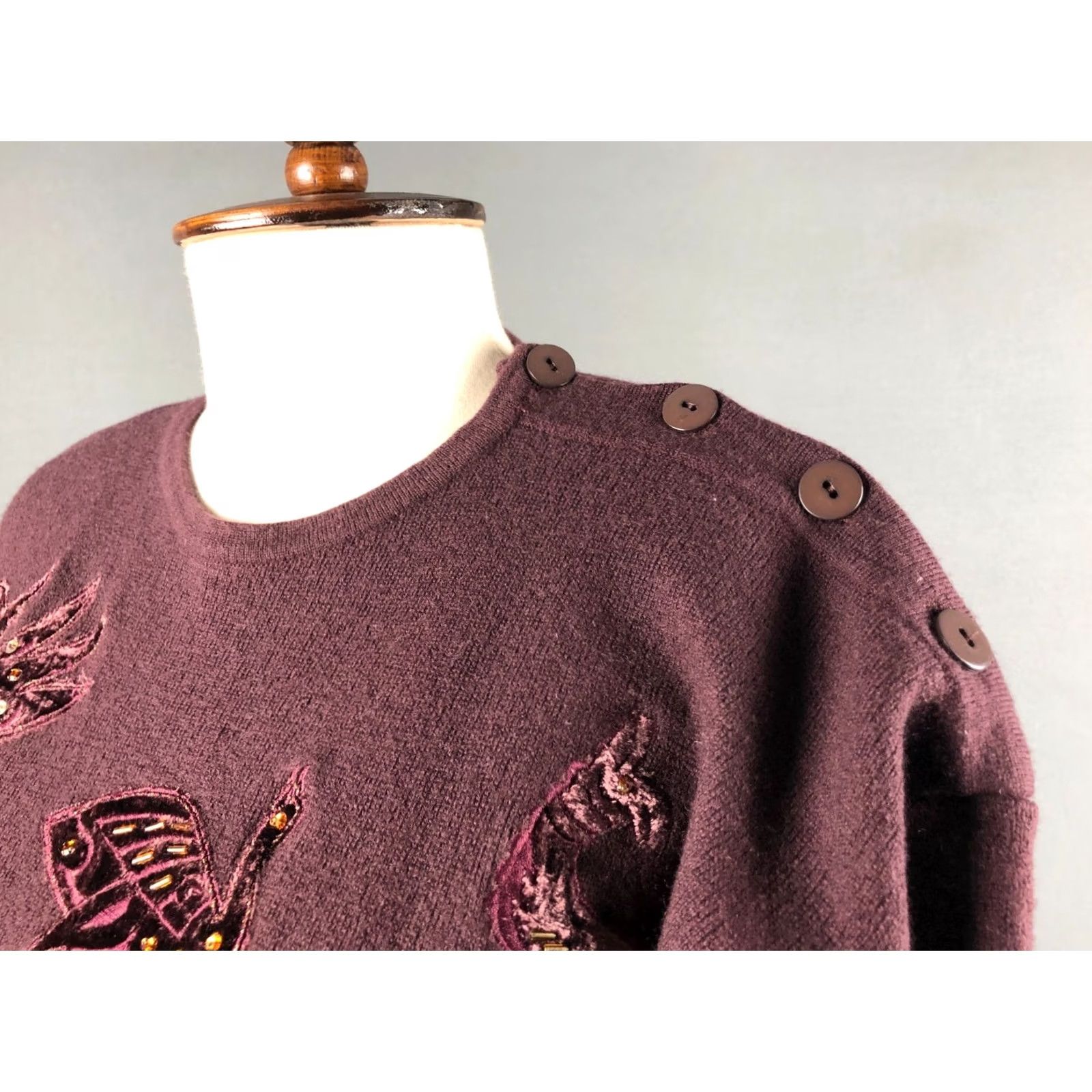 Escada ESCADA Women's Pullover Sweater 3/4 Sleeve Burgundy Wool Size 38 Made In West Germany Size XS / US 0-2 / IT 36-38 - 7 Thumbnail