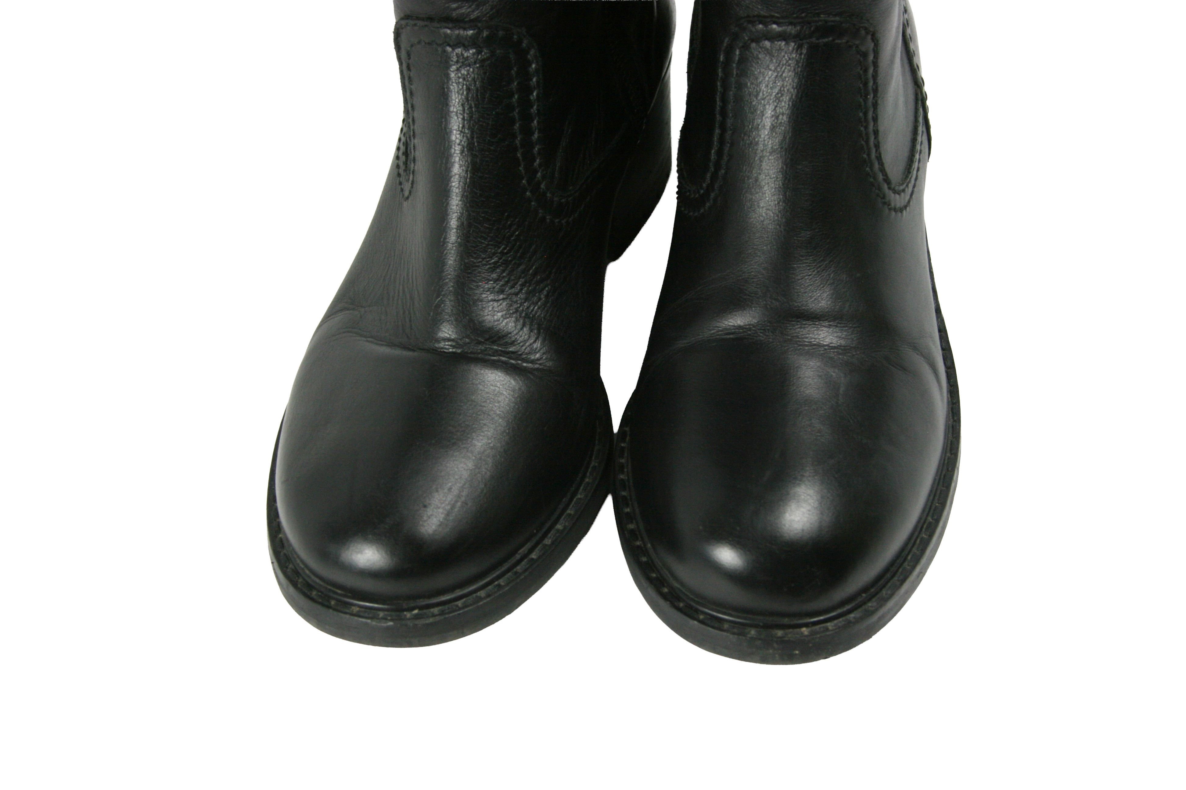 Car Shoe By Prada Overknees Riding Tractor Leather Boots Size US 9 / IT 39 - 5 Thumbnail