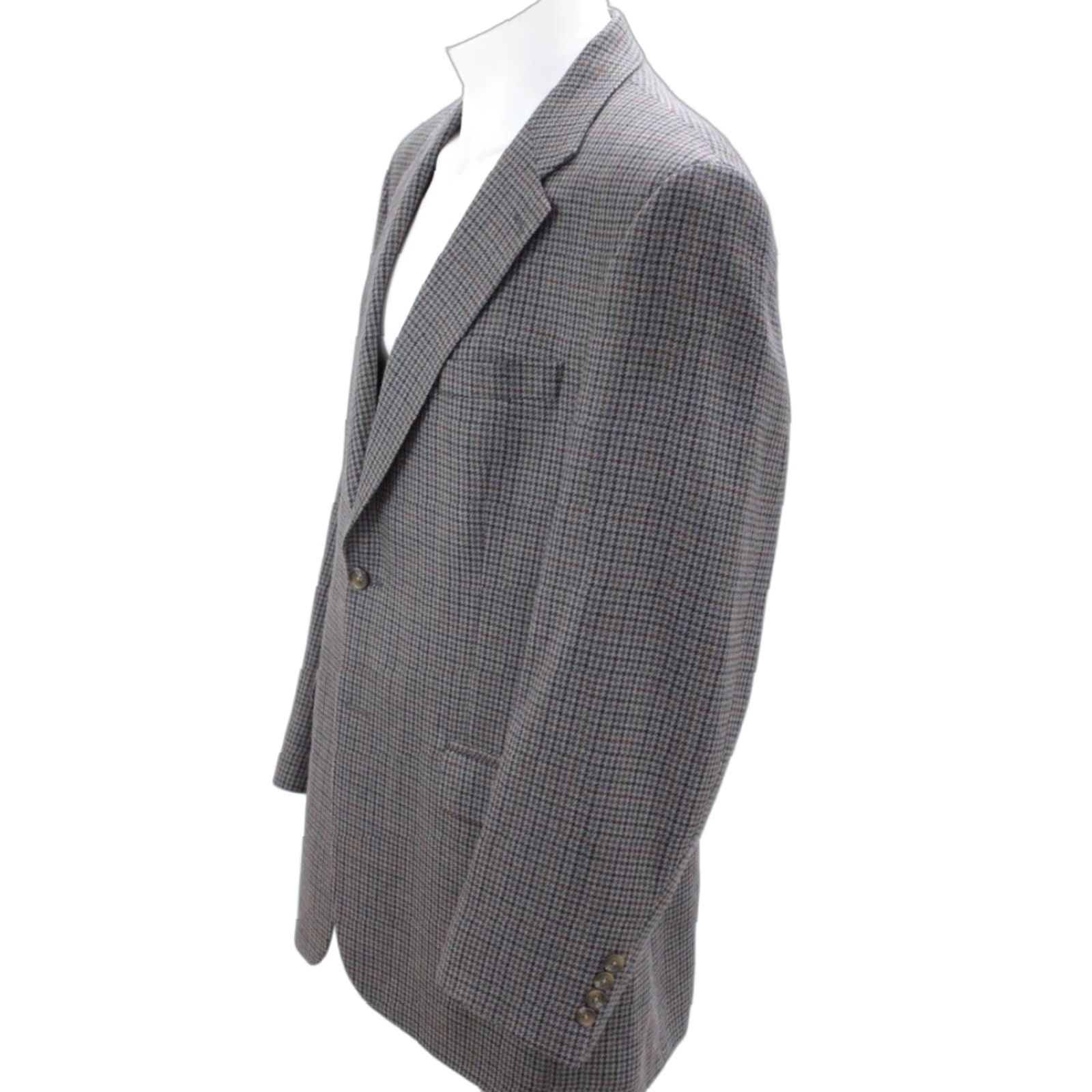 Chaps Chaps Ralph Lauren Blazer Men 44L Gray Lambswool Houndstooth Jacket Business Formal Party/Cocktail Travel Wedding Mens Size 44R - 1 Thumbnail